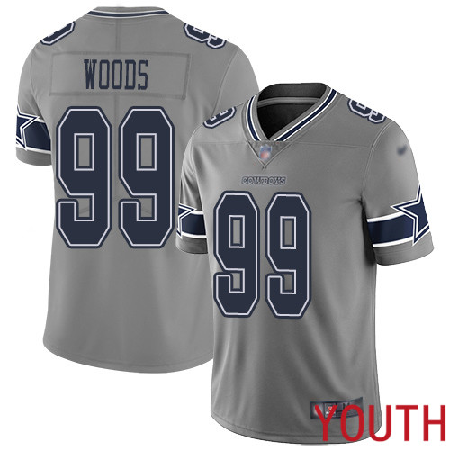 Youth Dallas Cowboys Limited Gray Antwaun Woods #99 Inverted Legend NFL Jersey->nfl t-shirts->Sports Accessory